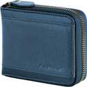 Admetus Mens RFID Blocking Wallets Zipper Leather Wallet for Men Bifold RFID Card Holder (Blue)