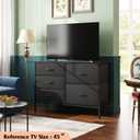 WLIVE Dresser for Bedroom with 5 Drawers, Wide Bedroom Dressers with Drawer Organizers, Chest of Drawers, Fabric Dresser for Living Room, Closet, Hallway, Charcoal Black, Large