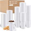 Sabary 50 Pack 32 oz Insulated Foam Cups with Lids White Disposable Coffee Cups with Lids Insulated Beverage Disposable Cups for Coffee Tea Hot Cocoa Soup Soda Juice Hot Cold Drinks