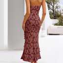 ZESICA Women's Summer Floral Sleeveless Bodycon Dress 2026 Square Neck Ruched Wedding Guest Party Maxi Dresses (M)