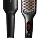 MEGAWISE Pro Ceramic Ionic Hair Straightener Brush for Home Salon | MCH Fast 20s Heating Tech with Auto-Off Safety | Anti-Scald with Universal Dual Voltage | Rotatable Power Cord (Black)