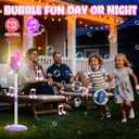 Belemar Windmill Bubble Machine for Kids & Girls, Standing Bubble Blower with Lights & Music, 51" Adjustable Height, 130ml Tank, Bubble Solution Included, Outdoor Toy for Parties & Birthdays