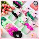 60 Pcs Christmas Witch Party Favors Bulk Pink and Green Hair Scrunchies with 12 Pcs Hair Don't Care Cards Elastic Bobbles Ropes Witch Themed Accessories Christmas Party Gifts Stocking Stuffers