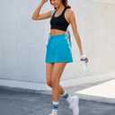 luvamia Skorts for Woman High Waisted Pull On Elastic Waist Cargo Pockets Quick Dry Hiking Tennis Sports Skirt Shorts (Blue, L)