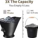 AMAGABELI GARDEN & HOME XXL 5-Gallon Ash Bucket for Fireplace Metal Coal Bucket Wood Stove Charcoal Bucket Hot Ashes Can Pail Fireside for Fire Pit Firewood Burning Indoor Outdoor Grill Hearth Tools