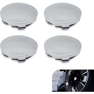 4 PCS Wheel Center Caps, Snap-in Wheel Rim Hub Caps, OD 60MM/2.36In ID 56MM/2.2In Modified Car Rim Cover Replacements, Universal Vehicle Center Cap Accessories (Silver)