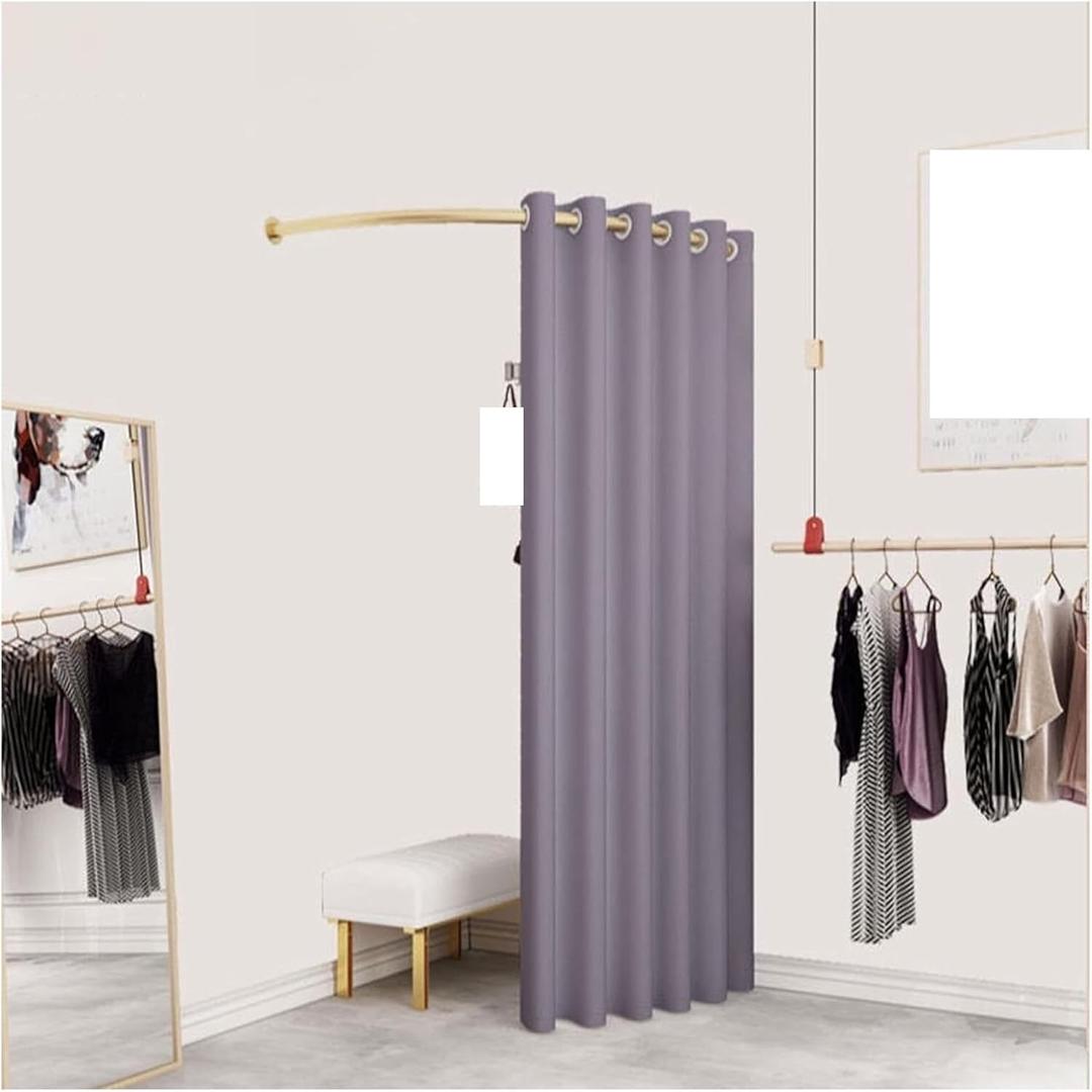 Adjustable shower curtain rail,round shower curtain rail,Clothing Store U-shaped Corner Wall Hanging Poles, Dressing Room Metal Curtain Rail for Privacy Protection and Room Divider (Size : 100x100CM) (120x120CM, One Color)