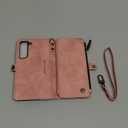 Defencase Compatible with Samsung Galaxy S22 5G Case Wallet with RFID Blocking Card Holder for Women Men, PU Leather Magnetic Snap Flip Zipper Strap Wallet Phone Case Fit for Galaxy S22 5G 6.1", Pink (Airy Rose Pink)