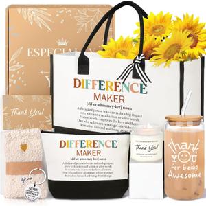 iAOVUEBY Employee Appreciation Gifts, Thank You Gifts for Women, Appreciation Gift for Coworkers Teacher Nurse Boss Farewell Retirement Employees Thank You Gift Box, Canvas Tote Bag Gratitude Baskets