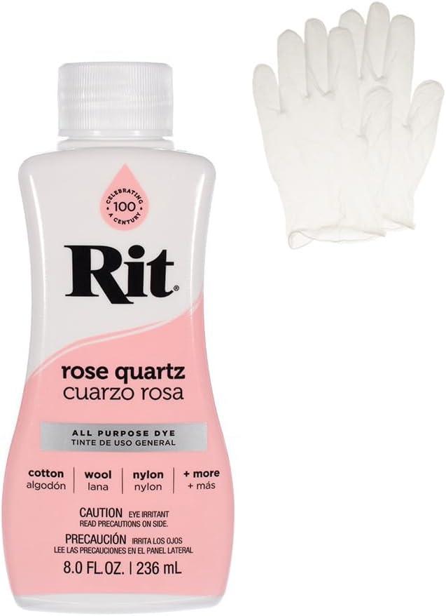 Rit Dye Liquid Fabric Dye for Crafting, Clothing, and Dcor 8 oz. Bottle Rose Quartz (Gloves Included)