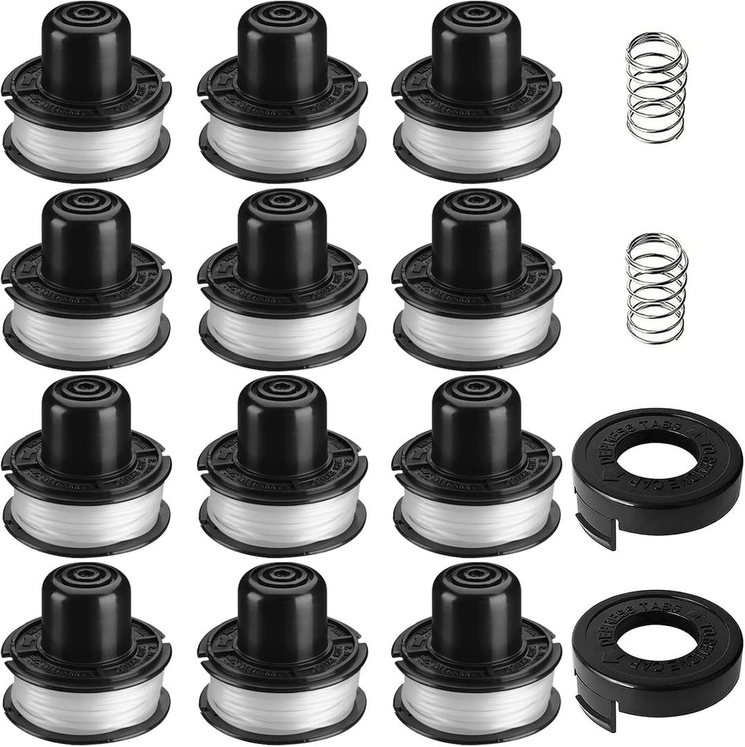 RS-136 String Trimmer Line 20ft 0.065" Compatible with Black+Decker Weed Eater Mode : ST1000 ST4500 ST4000 GE600 ST6800 CST800,16-Pack (12-Line Spool + 2Cap+2Spring)