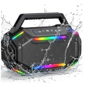 Bluetooth 6.0 Speaker, 80W(Peak) Loud Speaker with Bass, 30H Working Time, IPX6 Waterproof Large Jobsite Speakers with TWS, RGB Lights for Work, Outdoor, Workshop, Garage (Black)