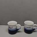 DOWAN 20 oz Coffee Mugs, Large Mugs with Word Blessed Grateful, Porcelain Coffee Cup, Thank You Gifts for Mom Dad, Set of 2 (Blue, White)