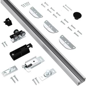 24" Aluminum Bifold Closet Door Hardware Kit for 2 Doors,Folding Barn Door Hardwares,Bi-fold Door Hardware Track Top Mounted for Bathroom, Bedroom, Inside Door