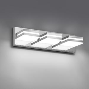 Modern LED Small Bathroom Lights Fixtures 3-Light,Stainless Steel Chrome Acrylic Wall Lighting,Vanity Lights for Bathroom Over Mirror 6000K 16in