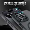 Cufelf Magnetic for iPhone 15 Pro Max Case(Compatible with Magsafe) Full Camera Protection,2+Full Coverage Screen Protector,Translucent Matte,Military Drop Protection Phone Case,6.7",Black