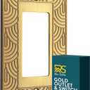 Rio Salto Rocker Light Switch Cover Plate Gold Metal Outlet Covers Decorative Art Deco Geometric Wall Plates Gatsby Collection, Midsize 5.00" X 3.13"