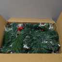 9ft Flocked Pre-Lit Artificial Christmas Garland,Christmas Tree Garland,Flocked Xma Tree Garland with Lights, Pine Cones, Red Berries, Branch Tips,Berry Clusters, Plug in