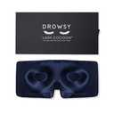 DROWSY Eyelash Protecting Silk Sleep Mask for Natural Lashes & Extensions. Deep Eye Cups, Zero Pressure, Total Blackout, Full Wraparound (Midnight Blue)