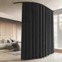 Room Divider Curtains with Ceiling Curtain Track Set Window Curtain for Bedroom,Living Room Total Blackout Thermal Insulated Privacy Ceiling Track Curtain W 12 × H 9 FT Black drape&Black track
