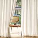 MIULEE Non-See-Through Privacy Linen Curtains 2 Panels, Light Filtering Window Curtains Farmhouse Textured Back Tab Semi Sheer Drapes for Bedroom Living Room, 52 x 90 Inches Long, Cream Ivory