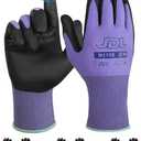 JDL 3 Pairs Microfoam Nitrile-Coated Nylon Work Gloves for Women & Men, Touchscreen Safety Gloves, Lightweight & Breathable with Durable Grip for Construction, Warehouse, Mechanics, Purple, Medium