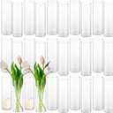 30pcs Glass Cylinder Bud Vases for Centerpieces 7 Inches Tall Slim Flower Vases Wedding Decorations Hurricane Candle Holder Bulk Cylinder Flower& Plant Vases for Wedding Party Home Table Decor