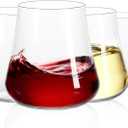 Large Stemless Wine Glasses Set of 4: 20oz Clear Hand Blown Crystal No Stem Red Wine Glass Cups for Birthday Party Wedding