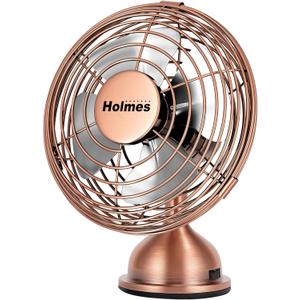 HOLMES 4" Mini Heritage Desk Fan, USB-Powered, Single Speed, 4 Blades, Adjustable 100 Head Tilt, Metal Construction, Ideal for Home, Dorm Rooms, Bedrooms, Office or Travel, Vintage Brushed Copper