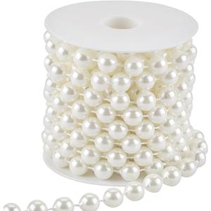 12mm Pearl Beads String, Ivory Pearls for Crafting Imitation Decorative Beads Garland 5.5 Yds, Wedding Party Valentine Christmas Tree Decorations (12mm/4.9m)