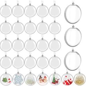 30 PCS Clear Ornament Balls,3.15 Inch Christmas Fillable Ornament Ball,Plastic Hanging Photo Picture Holder Balls for Christmas Tree,DIY Craft,Holiday,Wedding Decorations