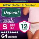 Depend Night Defense Adult Diapers for Women, Small, 64 Count