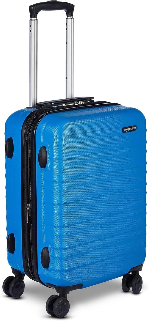 Amazon Basics 21" Hardside Carry-On Luggage with Expandable Space, Scratch-Resistant Surface, Telescoping Handle, Four Multi-directional Wheels, Light Blue
