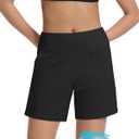 Beautikini Period Swimwear Swim Bottom Menstrual Leakproof Shorts 3" High Waisted Bathing Suit for Girl Teens Black