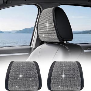 2PCS Bling Car Headrest Covers with Rhinestone,Stylish Car Headrest Covers for Cars Decorations & Protection,Universal Head Rest Cover Cars Accessories for Most Vehicles (Diamond Style)