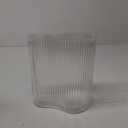 Glass Vase for Centerpieces,Modern Large Vase for Flowers,Footprint Shape Striped Bottle for Home,Office Restaurant Desk Decor 8.3 Inch (Clear)