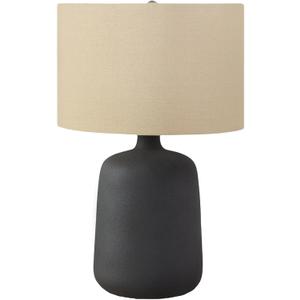 Monarch Specialties I 9635 LightingTable Lamp, Black Ceramic, Beige Shade, Contemporary