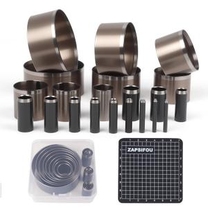 21 Pieces Leather Circle Cutter Tool Set, Hole Punch Tools with 1-12mm 15 20 25 30 35 40 45 50 55mm, High Carbon Steel Round Cutting Dies, Hole Punch Tool Kit for DIY Leather Crafts