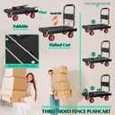 Platform Truck Cart with 3 Fence, 28"x19" Flatbed, 1100lbs Capacity Heavy-Duty Foldable Push Dolly Cart with Swivel Wheels, Foldable & Portable for Groceries, Garage,Home,Office Use, Black