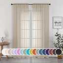 OWENIE Taupe Sheer Curtains 90 Inches Long for Bedroom Living Room 2 Panels Set, Rod Pocket Solid Taupe Curtains, Soft Touch Elegant Voile Curtains & Drapes for Nursery, 42"x90", 2 Pcs