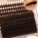 Brown Lash Clutsers Wispy Cluster Eyelash Extensions Fluffy Individual Lashes Natural Cluster Lashes Dark Brown Lash Extensions Fairy Lash Spikes Extension Soft Vibe Look (144Pcs CC Curve 10-16MM)