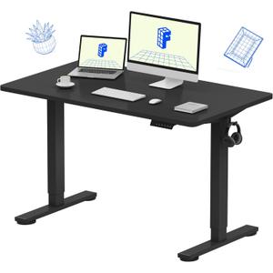 FLEXISPOT EN1 Whole-Piece Standing Desk 48 x 24 Inches Electric Height Adjustable Desk Sit Stand Desk Home Office Desks (Black Frame + Black Table Top) (48x24")