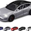 1/24 Scale Diecast Car Model S, Alloy Diecast Toy Cars Pull Back Toys with Sound & Light, Vehicles Toys for Kids Gift Car Lovers Collection (1/24 Model S -Grey)
