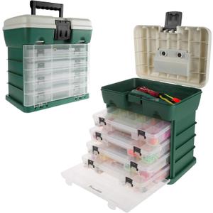 Storage Tool Box Organizer - Utility Box with 4 Drawers and 19 Compartments for Camping Supplies and Fishing Tackle by Wakeman Outdoors