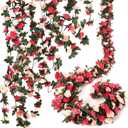Alotiki 16 Pcs 131.2 FT Flower Garland,Rose Garland,Pink Flower Vines for Decoration, Wedding, Garden, Wall Decoration,Backdrop,Bedroom,Birthday Party