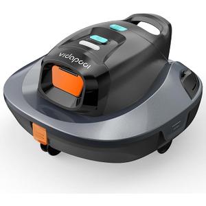 Robotic Pool Vacuum Cleaner,Portable Swimming Pool Vacuum Self-Parking Technology with LED Indicator,Ideal for Above Ground/Flat Pools up to 860 Sq.Ft,Lasts 90 Mins-Grey