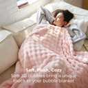 Bedsure 3D Fleece Bubble Blanket for Couch - Pink Throw Mothers Gifts Day Cute Blanket for Sofa Bed Room Decor - Luxury Soft Cozy Spring Birthday Gift for Women Girls, Lightweight, Light Pink, 50"x60"
