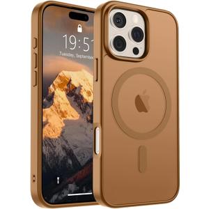 SUPFINE Magnetic for iPhone 16 Pro Max Case (Compatible with MagSafe) (Military Grade Drop Protection) Slim Translucent Matte Shockproof with Anti-Fingerprint Phone Case, Brown