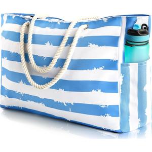 SRISE Large Beach Bag for Women & Men, Beach Bags Waterproof Sandproof, Travel Tote Bag, Swim Pool Bag for Family Outdoor