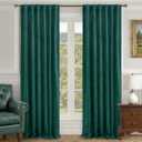 LAMIT Teal Velvet Curtains 120 Inch Length for Living Room, Thermal Insulated Room Darkening Drapes Luxury Privacy Protected Back Tab and Rod Pocket Panels for French Door, 2 Panels, 52 x 120 Inch